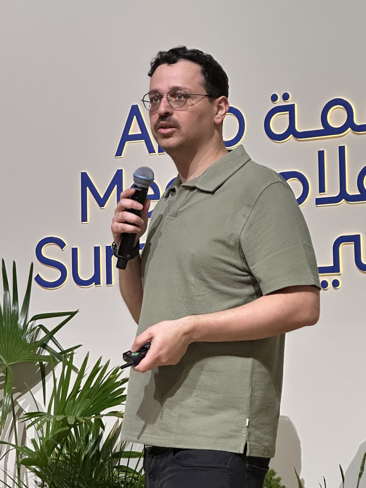 Majd Abi Ali speaking at the Arab Media Summit